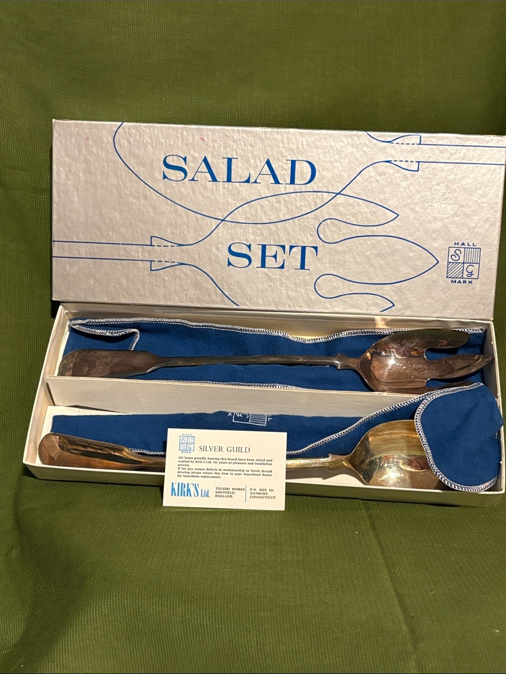 Vintage Kirk's Sheffield Salad Serving Set in Box
